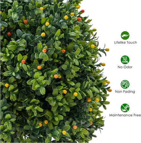 2PCS Artificial Topiary Trees 20" Fake Trees UV Indoor/Outdoor Home Decor - Picture 3 of 10