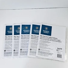 Index Dividers 8-Tab 11"x8-1/2", White/Clear Tabs 16479 Business Source Lot of 5