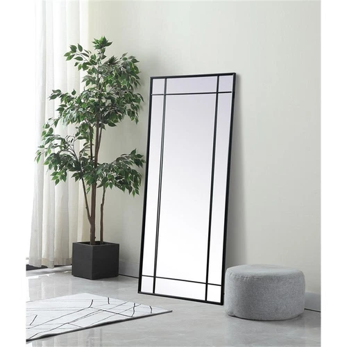 Elegant Decor Viola 30x70" Metal & MDF Panel Full Length Mirror in Black - Picture 9 of 9