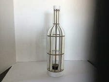 Bottle Shaped wood lighted inside/outside latern- white