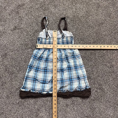 justice girls large (14) sleeveless check tank top brown blue tinsel - Picture 4 of 4