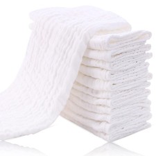Cute Castle 12 Pack Muslin Burp Cloths for 20x10 Inch Pack of 12 , White
