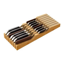 15-Knife In-Drawer Bamboo Knife Organizer, Wood Knife Block Holder for Kitchen S