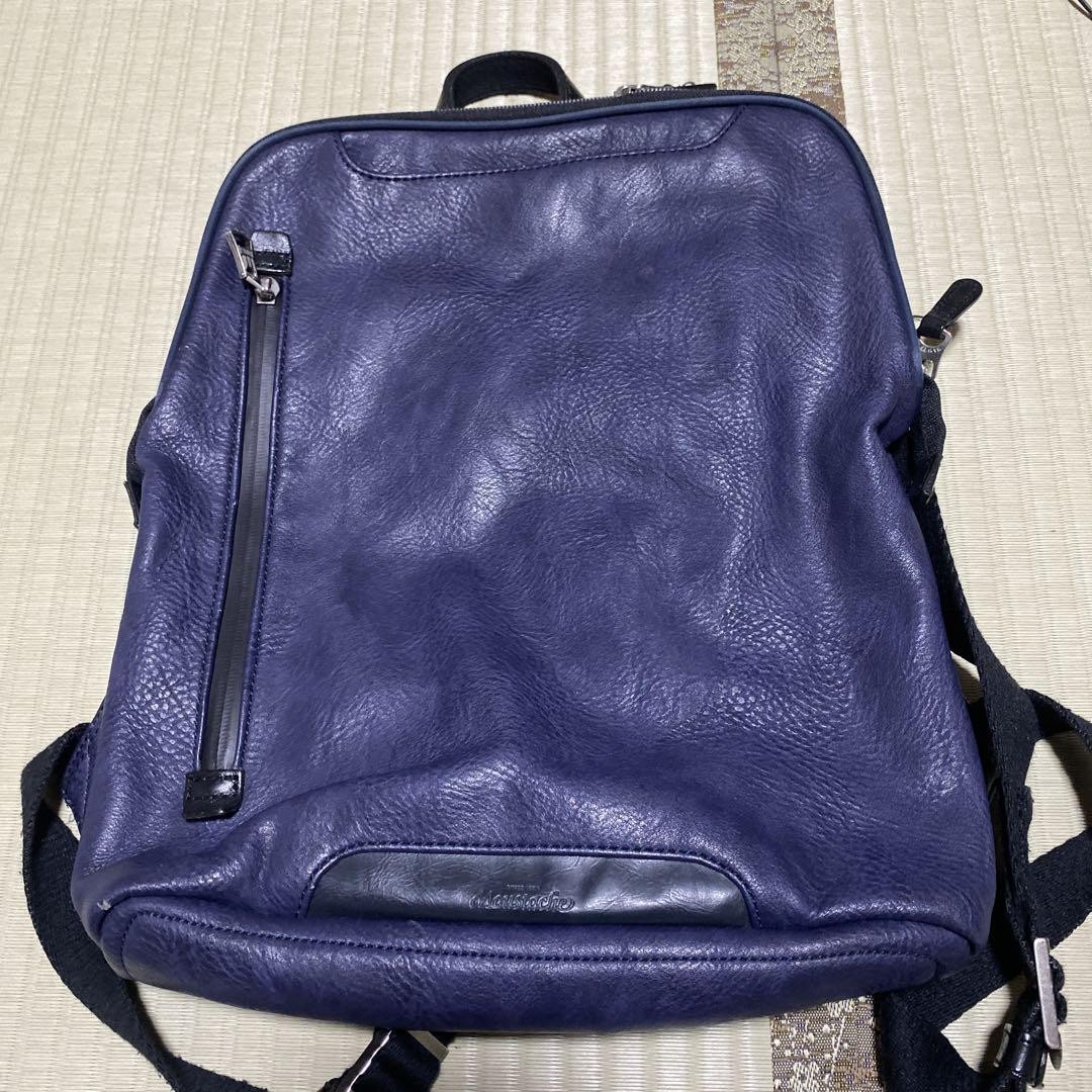 Navy Leather Backpack