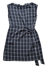 Ann Taylor LOFT Windowpane Side Tie Shift Dress Black White Size 4