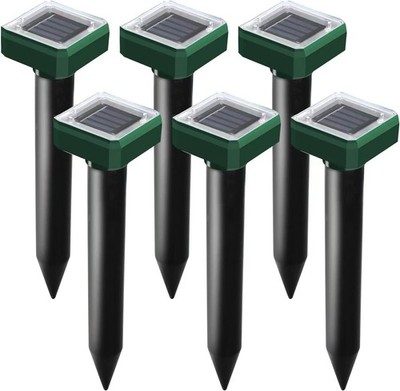 4 Pack Solar Mole Repellent Ultrasonic Vole Snake Gopher Deterrent Waterproof