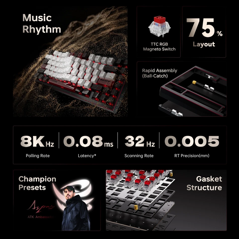 ATK EDGE 75 HE Magnetic Gaming Keyboard For FPS&Moba – 8KHz, CNC Aluminum, RGB - Image 3 of 4