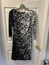 Chaps Ralph Lauren Jersey Floral Rouched Dress Size Small. VGUC 
