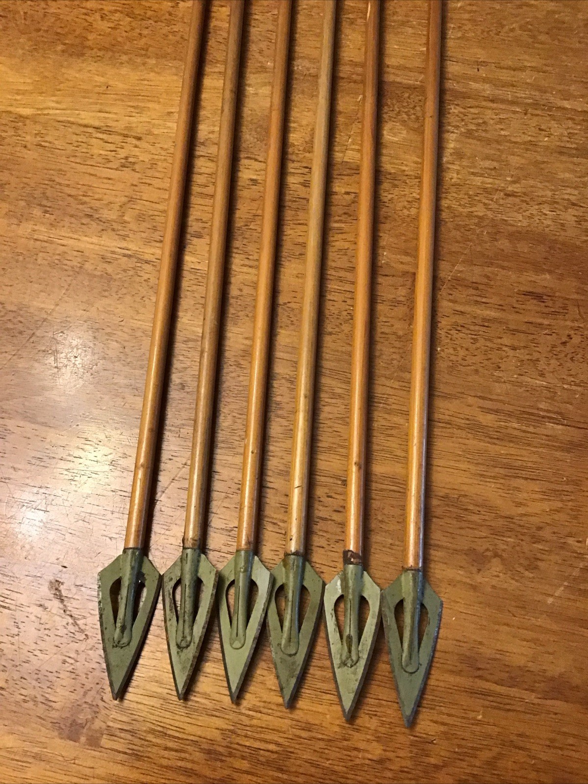 Lot Of 6 Vintage Broadhead Arrows W/ Wooden Shafts