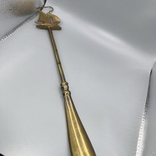 Gorgeous Usable Vintage Brass Boot or Shoe horn with Sail boat Ship on Top