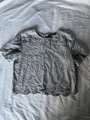Graue Bluse Gr. L Zara Basic Collection (Flecken am Kragen)