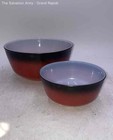 Fire King Red Black Kitchenware Round Shaped Mixing Bowls Lot Of 2 — photo 1