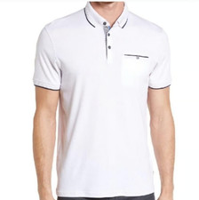 Men's Ted Baker Derry Modern Slim Fit Polo Shirt White Short Sleeve - Size 7 XXL