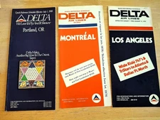 Delta Airlines 3 Q/R City Timetables Los Angeles, Portland Montreal 1974/76/88