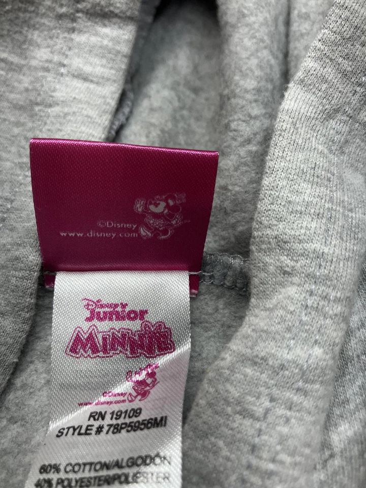 Disney Junior Minnie Mouse Hoodie Dress Girls 4T Long Sleeve Polka Dot Gray Pink - Image 4 of 4