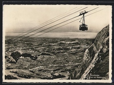 Postcard Säntis, cable car overlooking Lake Constance 1912 