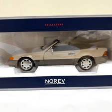 Norev 1/18 Mercedes-Benz 500SL 1989 Smoke Silver Model Car Hardtop Open Doors
