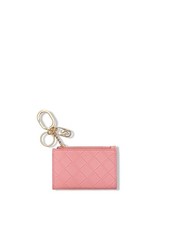 Victoria's Secret Pink Woven Card Wallet Keychain ID Holder Faux Leather NWT