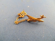 Vintage WWII US Pan AM Clipper Seaplane Sweetheart Chain Pin Gold Tone