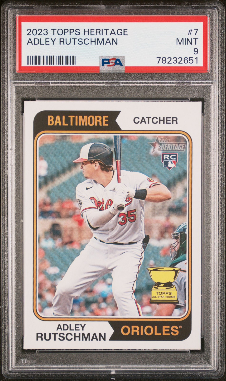 2023 TOPPS HERITAGE #7 ADLEY RUTSCHMAN ROOKIE RC PSA 9