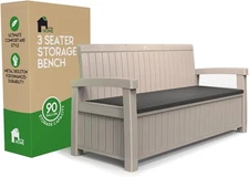 3 seat outdoor storage Bench - 90 gallon capacity - weatherproof resin