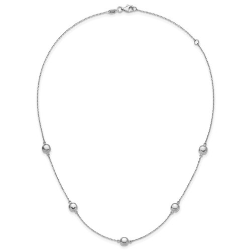 14k White Gold Polished 5 Station Necklace 16" w/2 in ext. 2.83gm - Picture 5 of 5