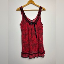 Smart Sexy Mini Dress Lace Size M Red Stretchy Ribbon  Slip hem Sexy feminine