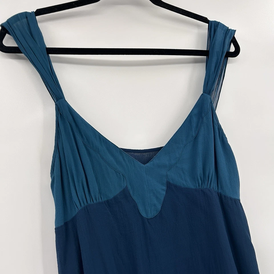 Blusa Babydoll Feminina Y2K 100% Seda Tamanho XL Azul Romântico Fada Feminina Chiffon - Imagem 2 de 4