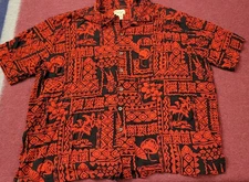 Panama Jack Men's XXL Red Black Casual Button Down Hawaian Shirt 