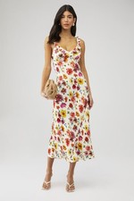 ASTR Zoie Dress Small Cream Multi Floral Patterned Elegant Summer Dress