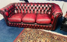 Chesterfield 3 Seater Oxblood Vintage Sofa Can Deliver 🚚£99