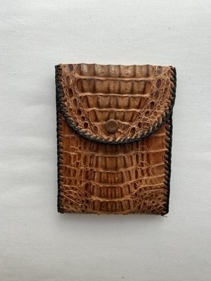 Brown Crocodile Pattern Bifold Wallet w/ ID Window, Credit Card Slots, Button