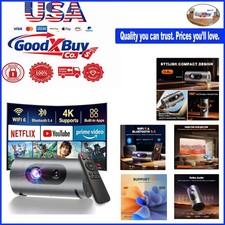 Portable 4K Wi-Fi Bluetooth Projector with Built-in Apps, HDMI USB, Keystone,...