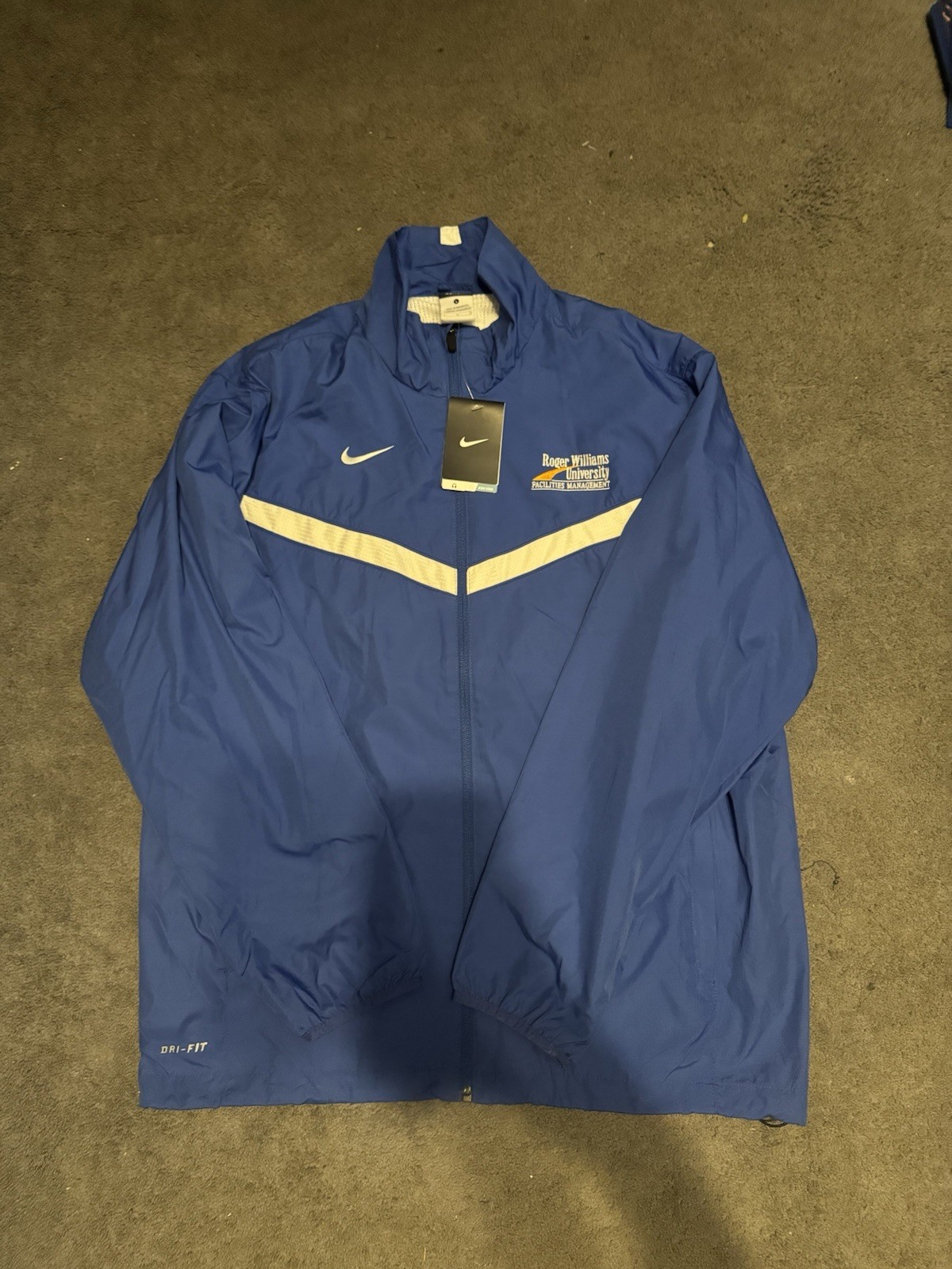 Nike Dri Fit Windbreaker Jacket Large Roger Williams University NWT Zip Up