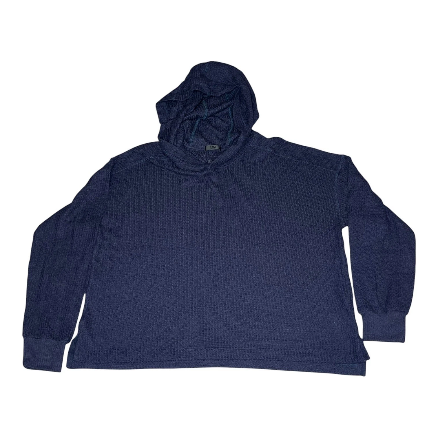 ATM Anthony Thomas Melillo Navy Waffle Knit Hoodie Small AW1481-EAC