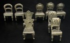 Vintage Pewter Miniature Dining Chair Set Of 9 Place Seating Card Holders 2” T — photo 1