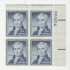 Scott # 1138  US  James Monroe   Plate Block  M/NH  O/G