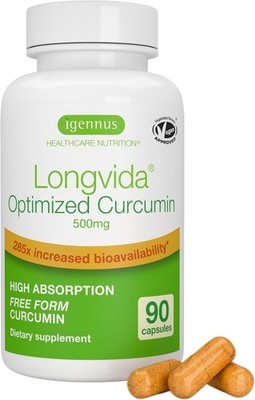Igennus Longvida Lipidated Curcumin 500mg, Ultra Bioavailable & Sustained Acti