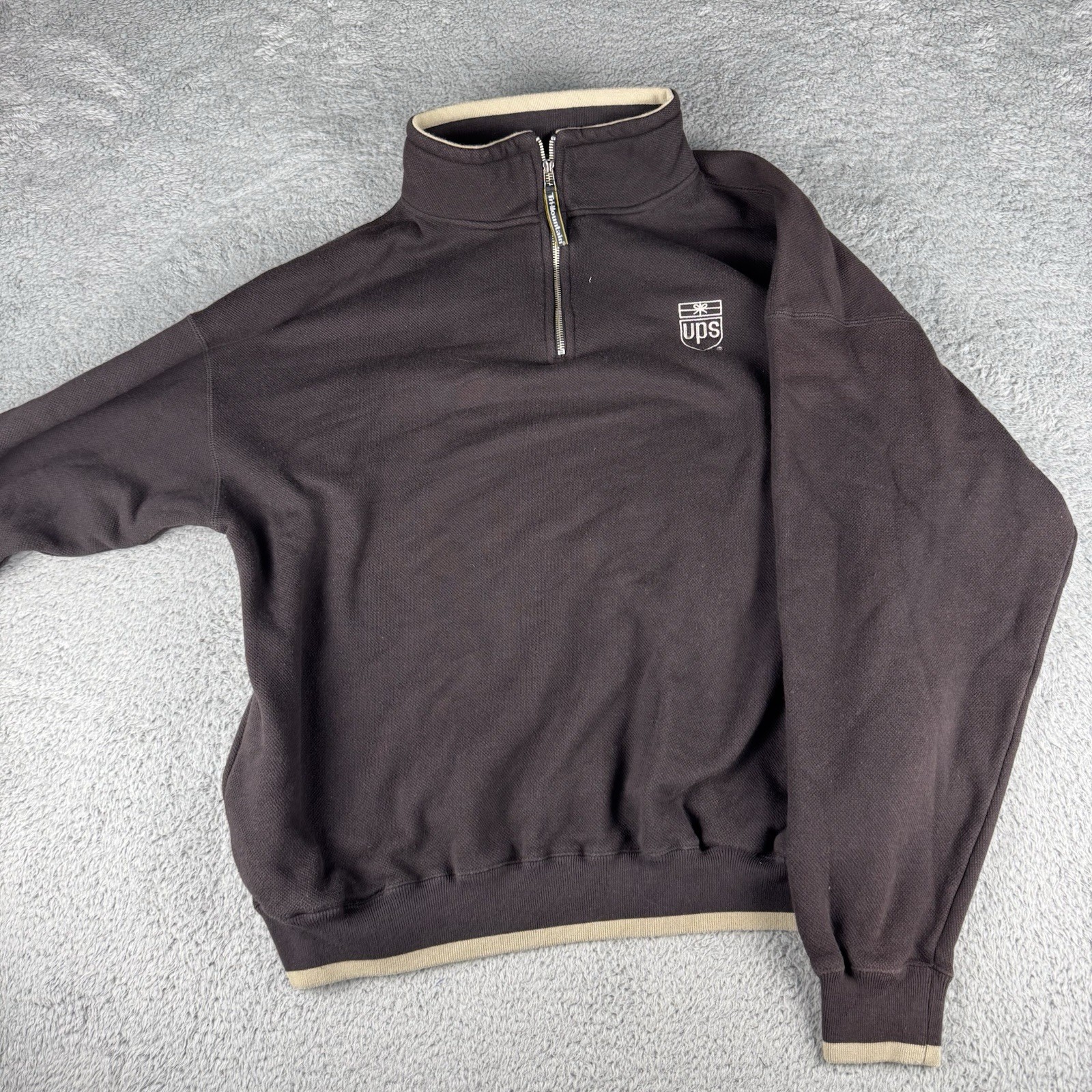 UPS Straight Down Pullover Mens Medium Brown 1/4 … - image 1