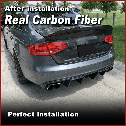 Für Audi S4 B8 2008-2012 Carbon Heckdiffusor Diffusor Heckschürze Spoiler Lippe - Bild 2 von 15