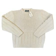 NWT Vintage Men  s Polo Ralph Lauren Hand Knit Wool Snowflake Fisherman Sweater L