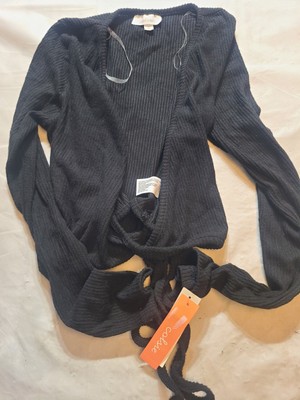 Women's Cozy Wrap Top Colsie Black Size Small