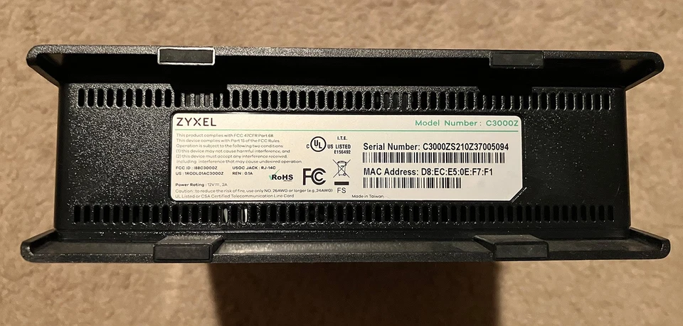 CenturyLink ZyXEL C3000Z Modem, Adapter, Cables, & Belkin High-speed RJ11M Cable - Image 4 of 4