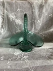 Fenton  Sheffield Emerald Green Ribbed Basket