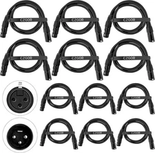 DMX Cable 3.2 Ft, 12 Pack Flexible 3 Pin Signal XLR Male to Female DMX Cable Wir