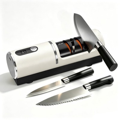 Rechargeable Electric Knife Sharpener with Replaceable Grinding Wheels, 2 Sha...