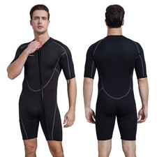 Mens 3mm Shorty Wetsuit Womens, Full Body Diving Suit Front Zip Wetsuit for Divi
