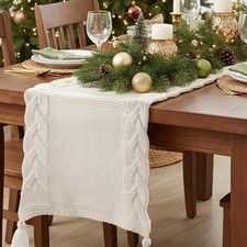 Christmas Table Runner: Cream Farmhouse Table Runners 72 inches Long, Soft Bo...