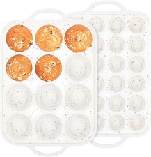 Silicone Muffin Pan with Metal Reinforced Frame - 12 Cups Muffin Pan With 24 ...