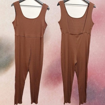 Women s Size Large 14 ASOS Legging Bodysuit Sleeveless Tank Ribbed Brown New
